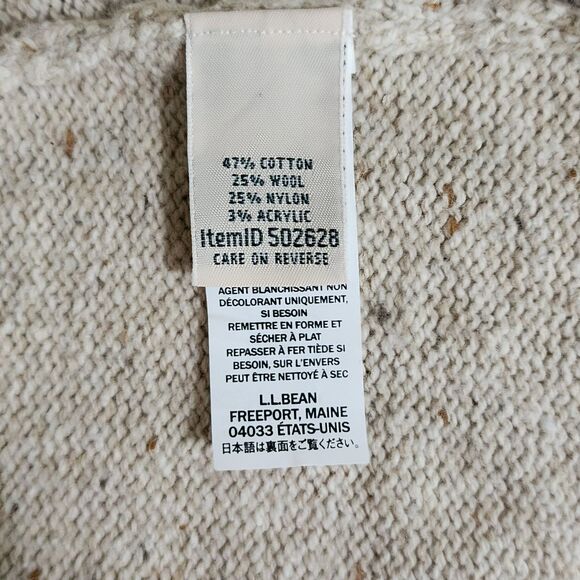 LL Bean Womens Knit Long Open Cardigan Sweater Cotton Wool Blend Oatmeal Beige S - Picture 6 of 9